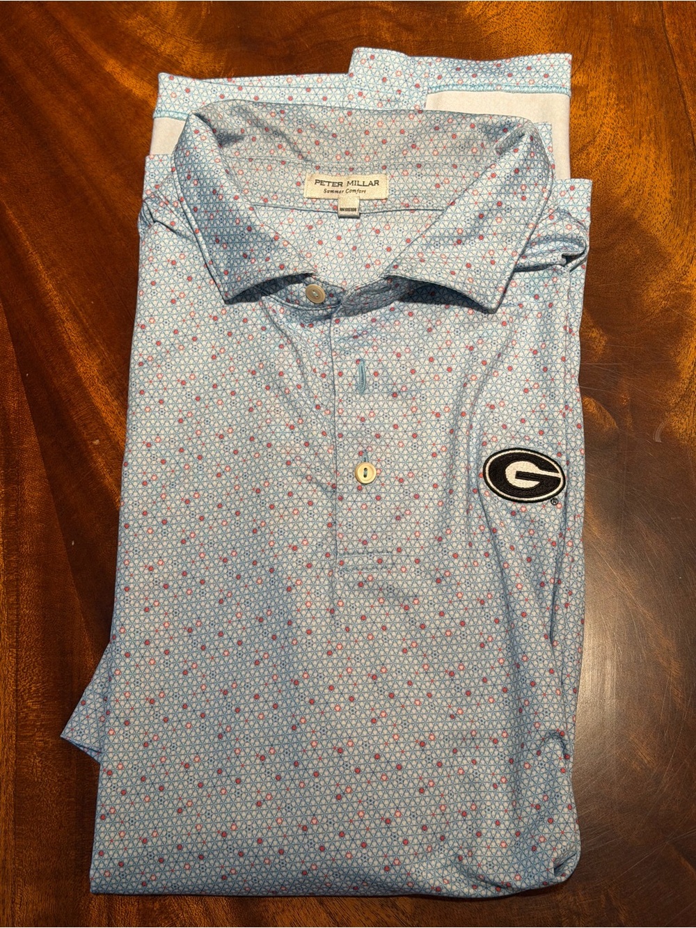 Peter Millar University of Georgia Logo Light Blue Printed Polo Shirt